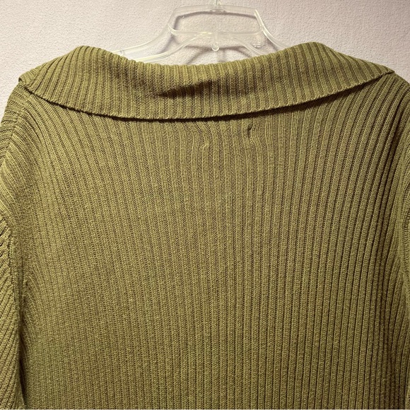 Olive Green, Ribbed Texture, One Button Cardigan by Avenue in 26/28 - Picture 10 of 14